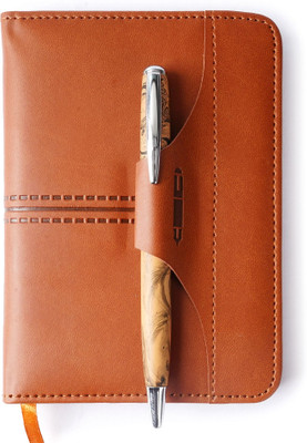 FINER THREADS (PU) polyurethane Handmade Journals Diaries (Pen Not Include) Pocket-size Notebook Rulled 80 Pages(Tan)