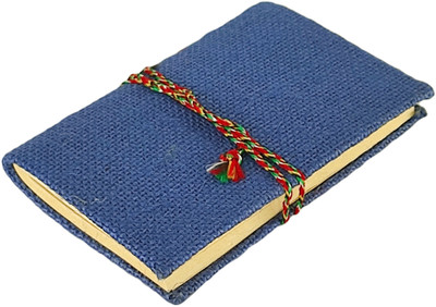 eShilp Handmade Pocket Journal Jute Fabric Cover Pocket-size Diary Unruled 90 Pages(Navy Blue)