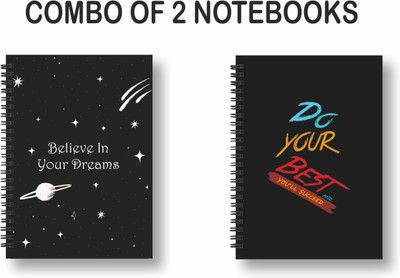 ROT RIX combo of 2 Notebooks A5 Diary ruled 144 Pages(Black, Pack of 2)
