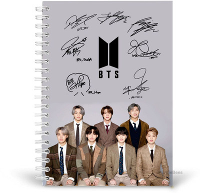 PurpleBees Bts Ot7 With All Signature Brown Coat Diary | Bts Printed Unruled 160 A5 Notebook Plain 150 Pages(Multicolor)