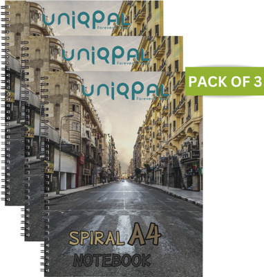 UNIQPAL Set of 3 A4 Notebook UNRULED 200 Pages(Multicolor, Pack of 3)