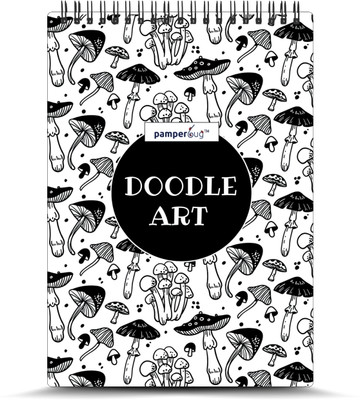 PAMPERBUG Doodlebook - Doodle Art Patterns Coloring Book for Beginners and Adults B5 Journal Wiro 62 Pages(Grayscale)
