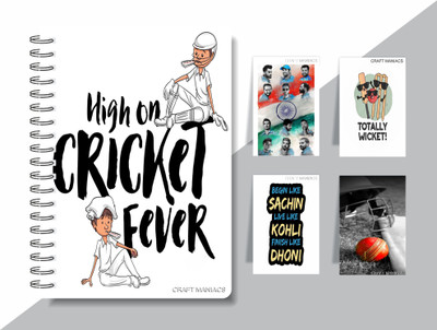 craft maniacs CRICKET 2024 NOTEBOOK COLLECTION A5 Notebook RULED 160 Pages(White)
