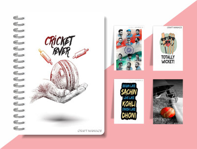 craft maniacs CRICKET 2024 NOTEBOOK COLLECTION A5 Diary RULED 160 Pages(White)