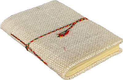 eShilp Handmade Pocket Journal Jute Fabric Cover Pocket-size Diary Unruled 90 Pages(Off white)
