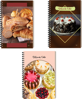 ESCAPER Food Diary, Designer Notepad For Writing, Executive Notebook A5 Diary Ruled 160 Pages(Combo- E, Pack of 3)