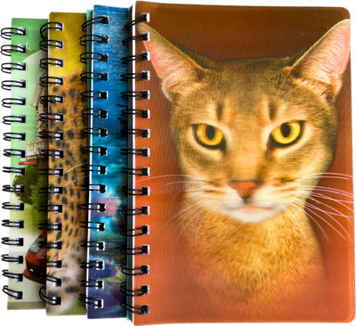 HI-FRIENDS 3d A5 Wired Notebooks A5 Notebook Single 200 Pages(3d Prints, Pack of 4)