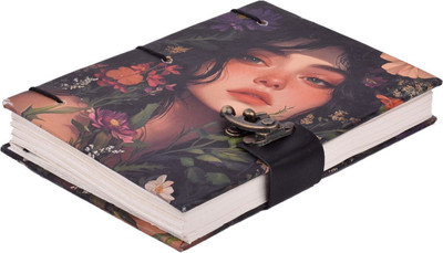 Al Zohra Handicraft Leather Cardboard Beautiful Girl Print Special Binding A5 Diary Notebook A5 Notebook Unruled 200 Pages(Multicolor)