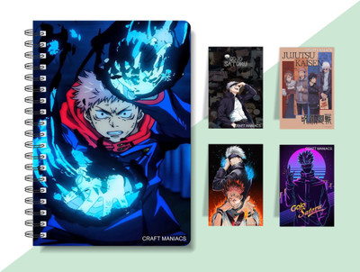 craft maniacs ANIME DIARY & 4 MAGNETIC BOOKMARKS A5 Diary RULED 160 Pages(Multicolor)