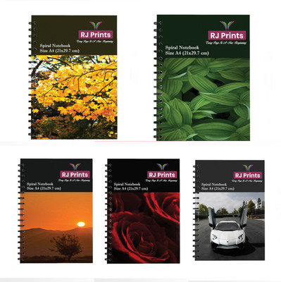 RJPRINTS Spiral Notebook A4 Notebook Plain 200 Pages(Multicolor, Pack of 5)