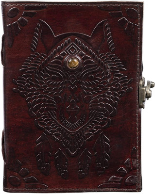 KRISHNA HANDICRAFTS Wolf Leather Stone Vintage Leather Diary A5 Diary Plain 100 Pages(Brown)