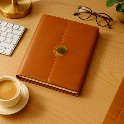 Excel PU Leather Finish Hard Bound Executive Diary Planner Sunday Half page Regular Diary 2026 with Pen Holder (Cover Design may be Different),80 GSM Ruled 365 Pages(Tan)