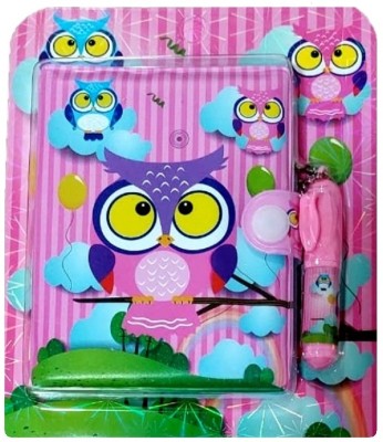 AuM Cute Owl Art Mini Diary Rulled 40 Pages(Pink)