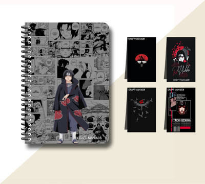 craft maniacs ITACHI UCHIHA DIARY & 4 MAGNETIC BOOKMARKS A5 Diary RULED 120 Pages(Blue)