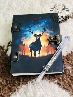 NIZAM HANDICRAFT Deer Print special binding A5 Diary Un-Ruled 200 Pages (Multicolor) 7x5 inch A5 Diary 200 200 Pages(Multicolur)