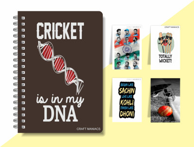 craft maniacs CRICKET 2024 NOTEBOOK COLLECTION A5 Notebook RULED 120 Pages(White)