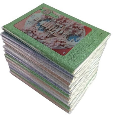 Gold Leaf Japanese Mountain Home Themed Notebook With Glitter & Sparkle A7 Note Pad Ruled 60 Pages(Green, Blue, White, Beige, Pack of 6)