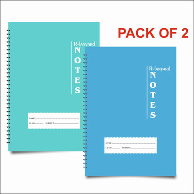RLanyard Spiral A4 Notebook unruled/plain ,Notebook for Students 400 Pages(blue, tiffany blue, Pack of 2)