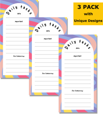 Tanvi Daily tasks Strong Magnetic Back Regular Note Pad Ruled 150 Pages(Multicolor, Pack of 3)