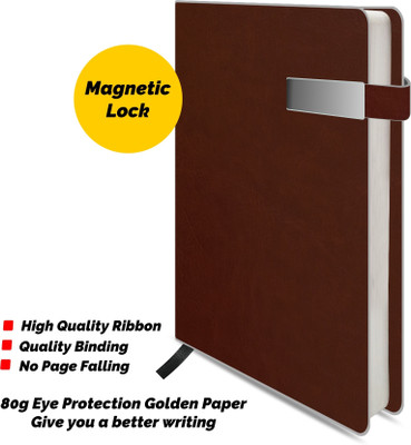 Abstract Collection A5 Regular,Designer With Hole Magnate Closer A5 Notebook Ruled 200 Pages(Brown)