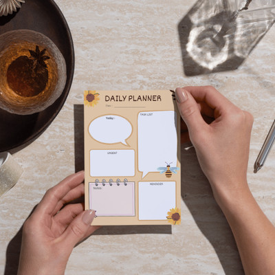 Tanvi Elegant Daily Planner, Tear-Off Sheets, High-Quality Paper for Study & Work A5 Memo Book Unruled 100 Pages(Yellow, White)