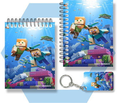 craft maniacs MINECRAFT A6 NOTEBOOKS A6 Notebook UNRULED 100 Pages(Purple)