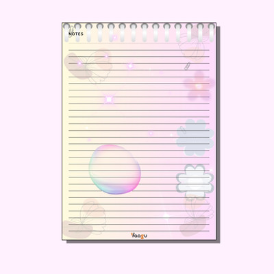 vaagu Blue Bubble Lined Cute Stationery A5 Note Pad ruling 50 Pages(Printed designe)
