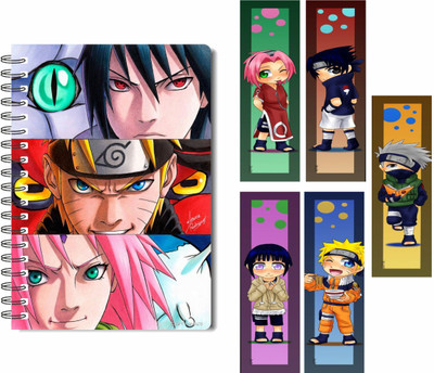 craft maniacs NARUTO DIARY & FREEBIE BOOKMARKS A5 Notebook RULED 100 Pages(Multicolor)