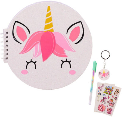 Tinker Squad Cute Unicorn Diary Notebook Set Girls Kids | Fun Notebook and Pen Set Regular Notebook Ruled 100 Pages(White, Pack of 5)