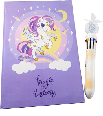 Paper Bear Unicorn A4 Diary ruled 160 Pages(Multicolor, Pack of 2)