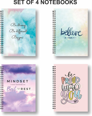 Papco Notebook A5 Diary Ruled 144 Pages(Multicolor, Pink, Pack of 4)