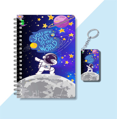 craft maniacs CUTE PUN 2025 NOTEBOOKS & KEYCHAIN A5 Diary RULED 120 Pages(Multicolor)