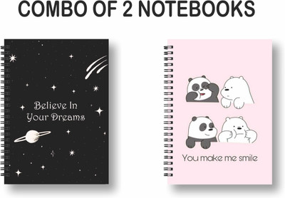 ROT RIX combo of 2 Notebooks A5 Diary ruled 144 Pages(Black, Pink, Pack of 2)