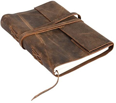Bonjour Store Leather Drawing Journal Daily Travel Diary, Antique Handmade A5 Diary Ruled 200 Pages(Brown)