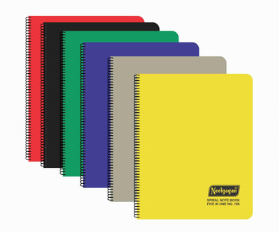 NEELGAGAN Five In One Spiral Note Book No.106 Colored Page 30 Sheet Each Color Of 5 Book-size Notebook P-2 (22.5 cm x 29.0 cm) Ruled 300 Pages(Multicolor, Pack of 2)