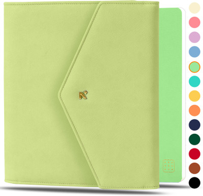 NEORAH Notebook SLEEVE with Envelope Flap Closure + JOURNAL|Faux Leather|6 Card Slots A5 Organizer DOTGRID 160 Pages(Light Green) NEORAH Notebook SLEEVE with Envelope Flap Closure + JOURNAL|Faux Leather|6 Card Slots A5 Organizer DOTGRID 160 Pages(Light Green)