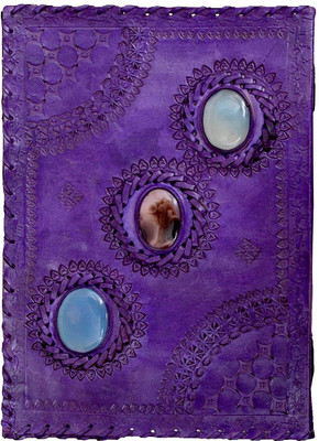 Anshika International Leather Journal Lock Diary Book With Premium Paper Quality, Hand Embossed Foliage Patterned Flap Cover Gift Purpose New Year Gifts For Men Women Him Her Prime Sale And Gift Use, Travel Diary, Diary Gift For Her Size of (H) 10*(L) 7 Blue Regular Diary Unruled 100 Pages(Purple)