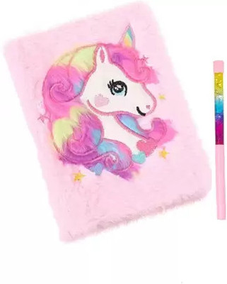 Saiesh Beautiful Unicorn fur diary A5 Diary Yes 100 Pages(Multicolor)