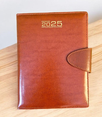 LIFECARD Leather New year Regular Diary 2025 A4 Diary Regular 365 Pages(Light Brown)