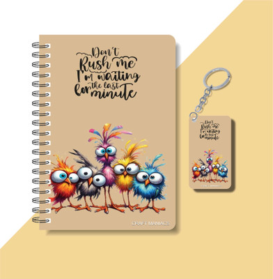 craft maniacs CUTE PUN 2025 NOTEBOOKS & KEYCHAIN A5 Diary RULED 120 Pages(Multicolor)