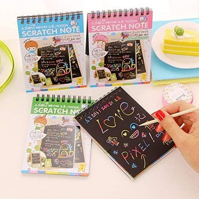 littlewish scratch book for kids Mini Diary 10 Pages(Multicolor)