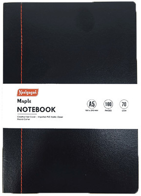 NEELGAGAN Maple Note Book Color Page A5 Diary Ruled (14.8 Cm X 21.0 Cm) 160 Pages(Black, Pack of 2)