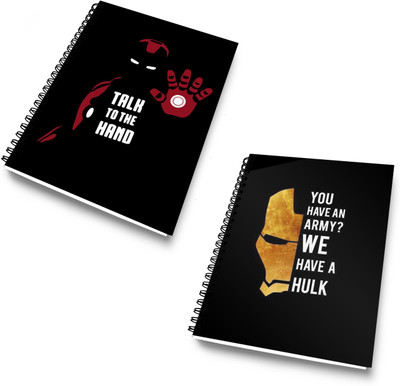 DI-KRAFT Diary Combo Pack | Printed Diary combo Pack | BTS New Collection A5 Diary Unruled 120 Pages(Dark Black 001, Pack of 2)