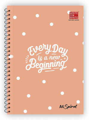 WRITE ON WHITE PREMIUM QUALITY SPIRAL A4 Notebook Rulled 300 Pages(PEACHE)