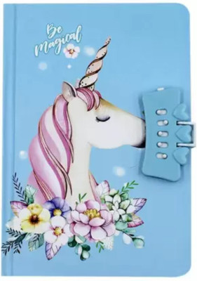 Extraposh UNICORN DESIGN NEW LOCK DIARY|KIDS NOTEBOOK A5 Diary LOCK DIARY 200 Pages(Multicolor)