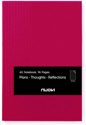 Nuovi Record Notebook | Ideal for Office, College, School | 100GSM Smooth Paper | A5 Notebook Ruled Grid 96 Pages(Wine Red)