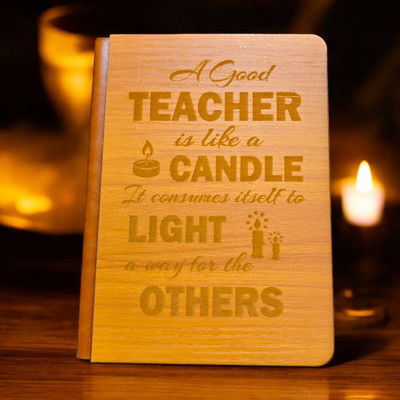 CAMPIO Teacher is like a candle A5 Diary Handcrafted 100 Pages(Wooden)