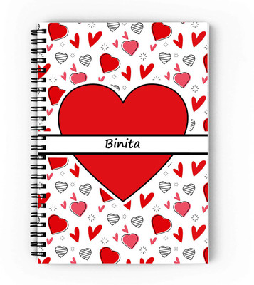 epheriwala Love Binita Print A5 Diary Unruled 140 Pages(Red)