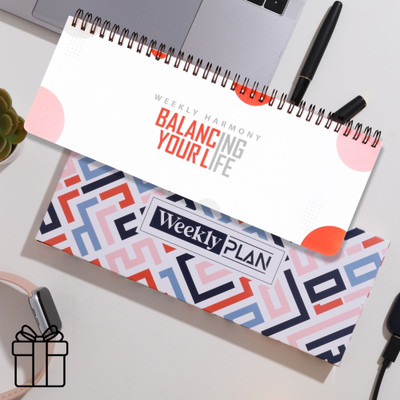 Doodle Undated Weekly Desk Planner with Daily Habit Tracker – Regular Planner | 52-Week Wiro Planner for Goal Setting, Task Management, and Productivity - 120 Pages(Weekly Harmony)