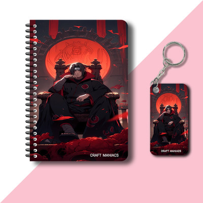 craft maniacs ITACHI UCHIHA DIARY & KEYCHAIN A5 Diary RULED 120 Pages(Multicolor)